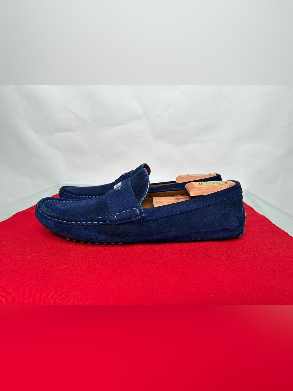 Gucci Blue Suede Loafers Drivers 11  Navy - Picture 2 of 8
